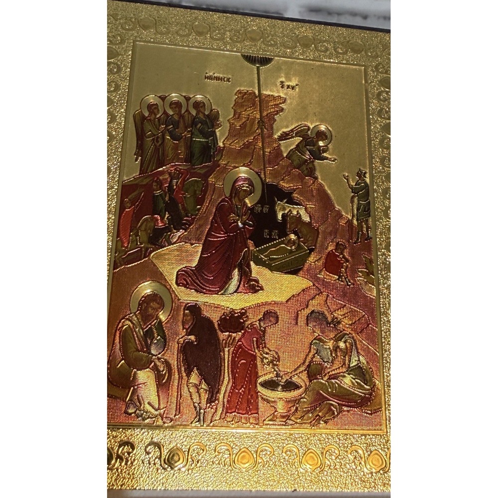 Holy Family Nativity Byzantine Icon Wood Handmade in Bethlehem - Picture 2 of 10